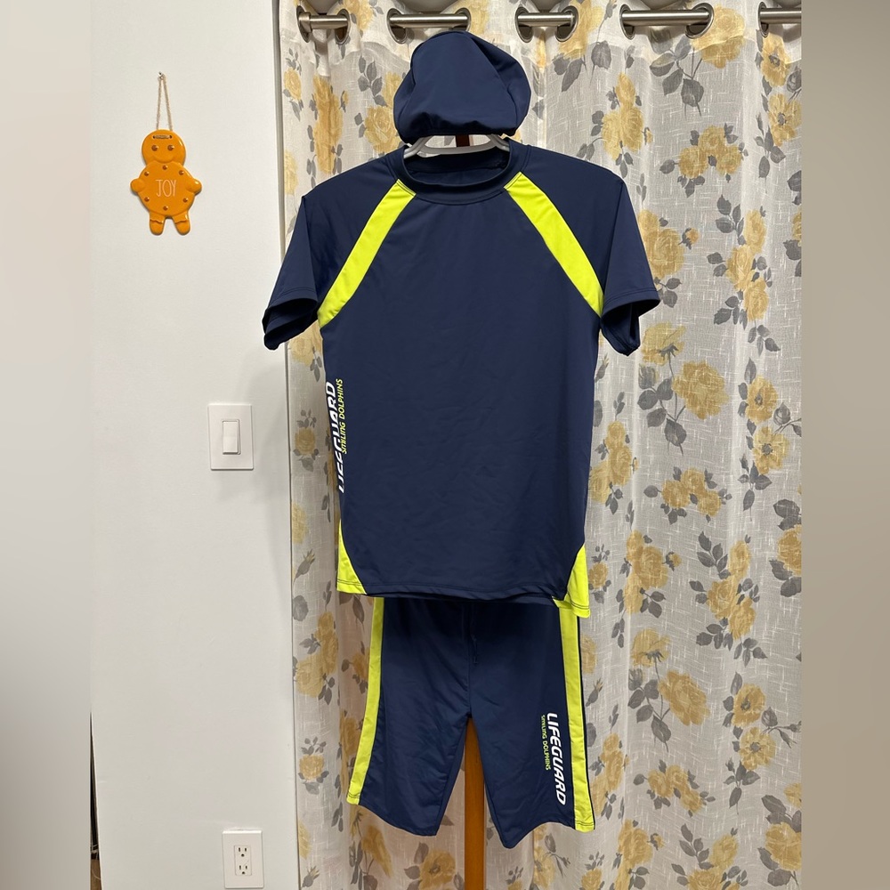 Swim suit with cap for youth or big boy